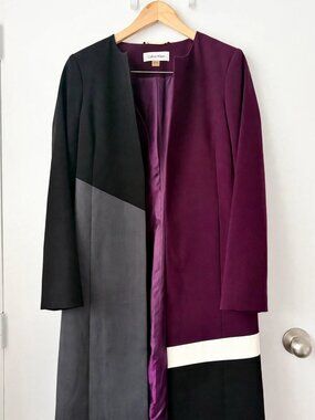 Calvin Klein Colorblock Wool-Blend Coat – Women's Size 4